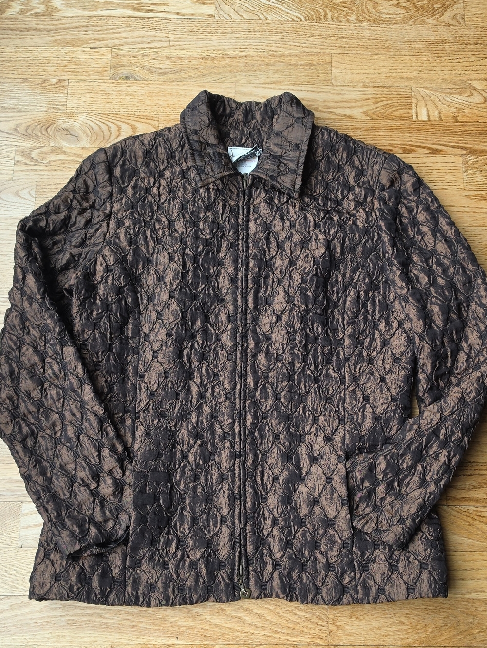 (10) Joseph Ribkoff Brown Textured Zip-Up Blazer Jacket Classic Elegant Luxury